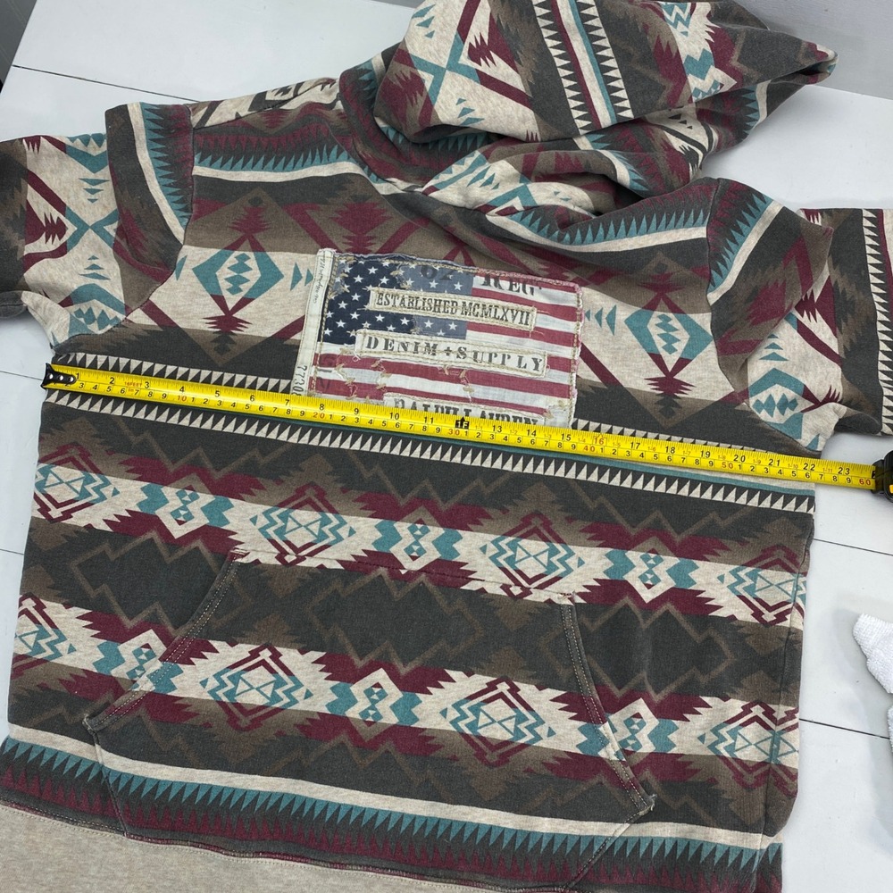 Denim & Supply Ralph Lauren Southwestern Flag Hoodie Men Large Aztec Print - Picture 12 of 16